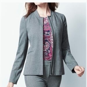 Talbots Italian fabric herringbone sportcoat black-white zip front sz 4P